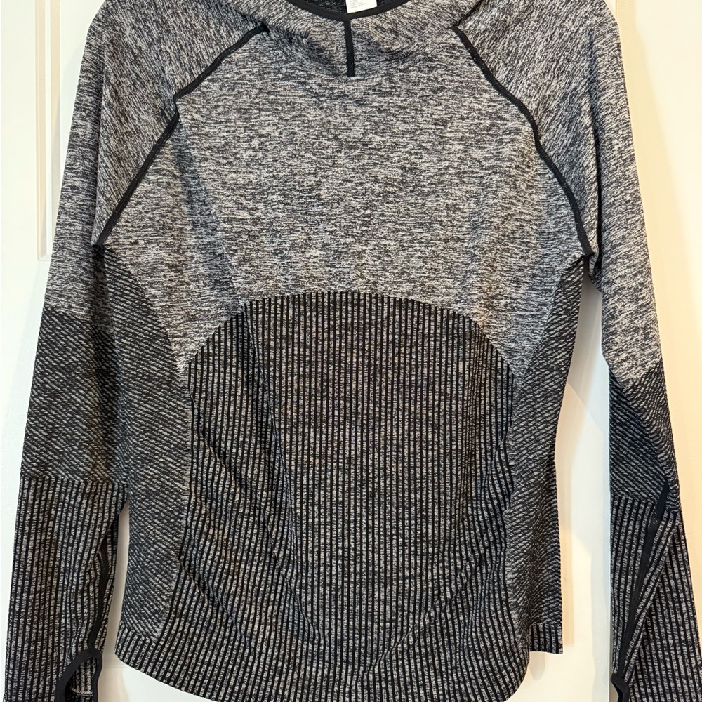 Fabletics Black and Gray Long Sleeve Hoodie